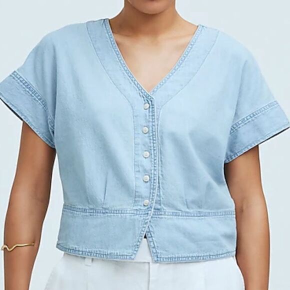 Madewell Pleated Short Sleeve Top XS - Picture 1 of 9